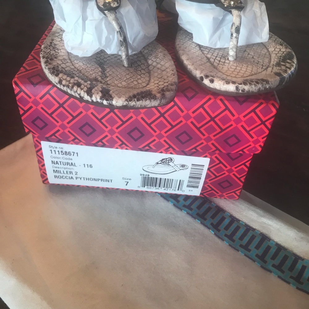Tory Burch Roccia Python print Miller sandals - Picture 2 of 4